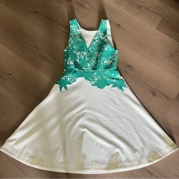 Anthropologie Moulinette Soeurs Arbor Lace Dress‎ Green Ivory Sleeveless SZ 2 - Picture 8 of 13